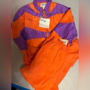 90s mom, Neon Orange and Purple Tracksuit by Frenchic, NWT, size M
